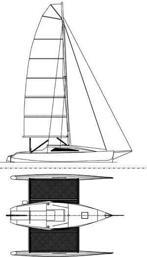 Trimaran Scarab8 Skizze Layout 4